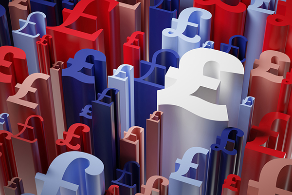 Pound signs in red, blue and white