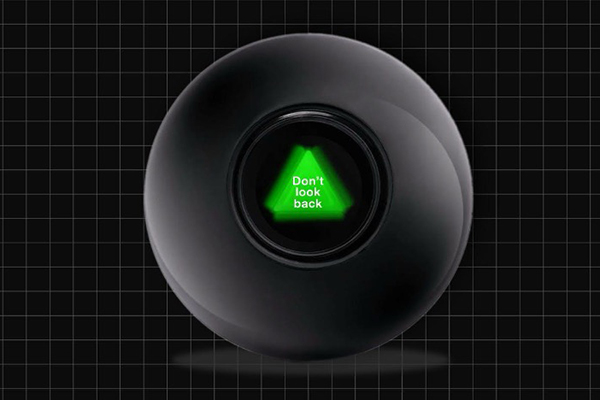 Finimize image of a fortune-telling ball saying 'dont' look back'