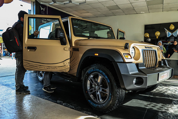 New Mahindra 4X4 Thar Earth Edition at a Mahindra showroom in Srinagar, Jammu and Kashmir, India, Getty
