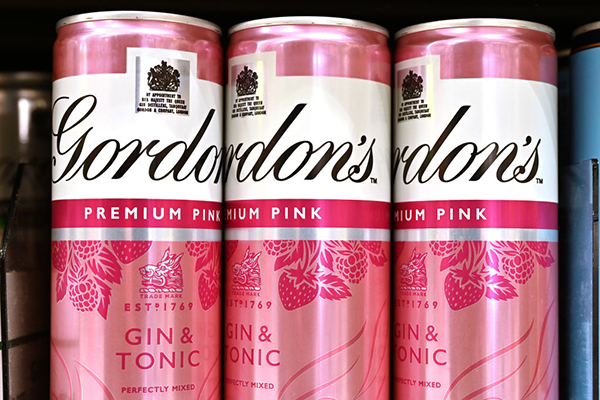 Gordons pink gin cans, Diageo, Getty