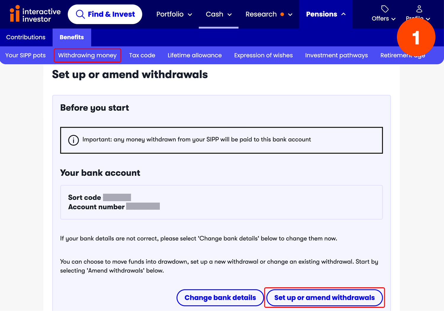 Amend or stop drawdown - step 1