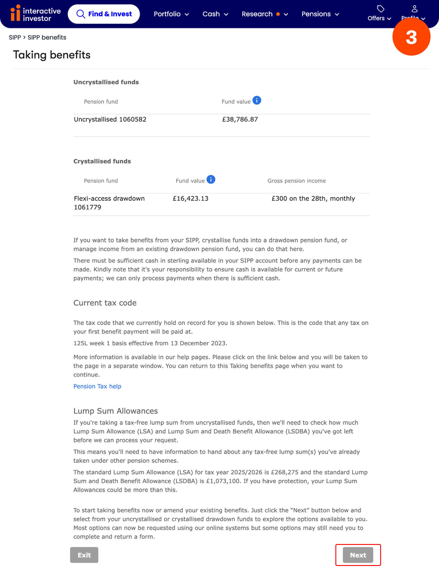Amend or stop drawdown - step 3