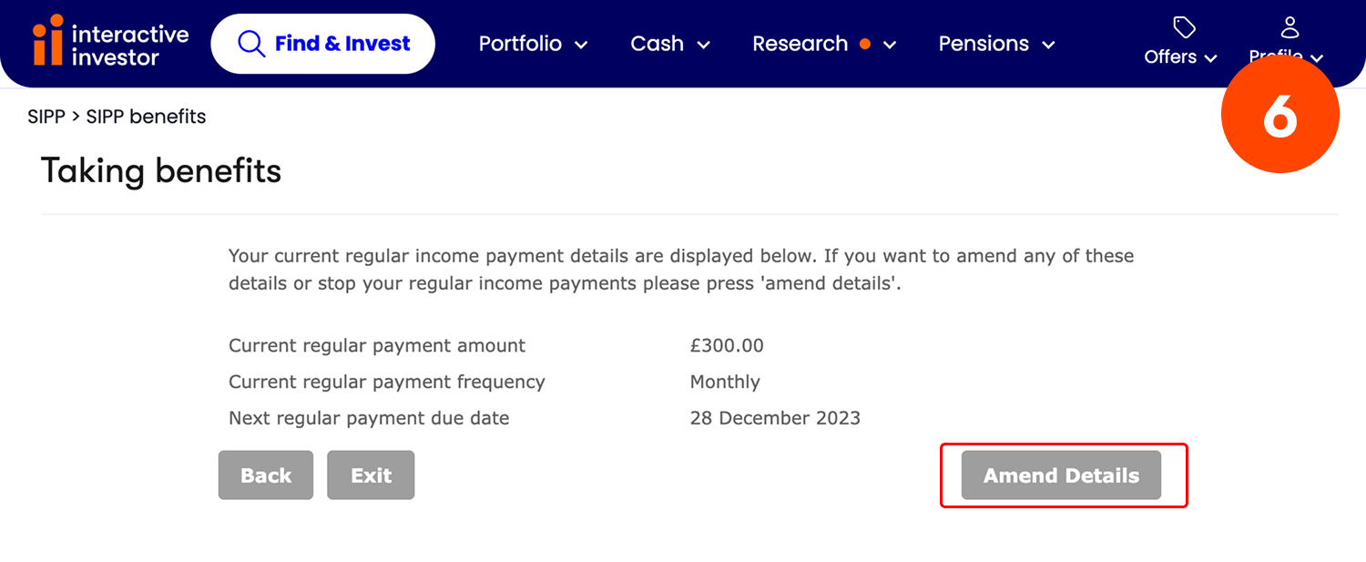 Amend or stop drawdown - step 6