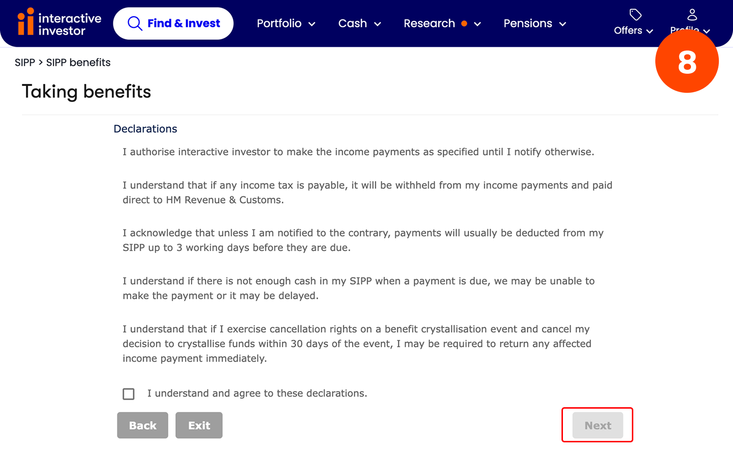 Amend or stop drawdown - step 8
