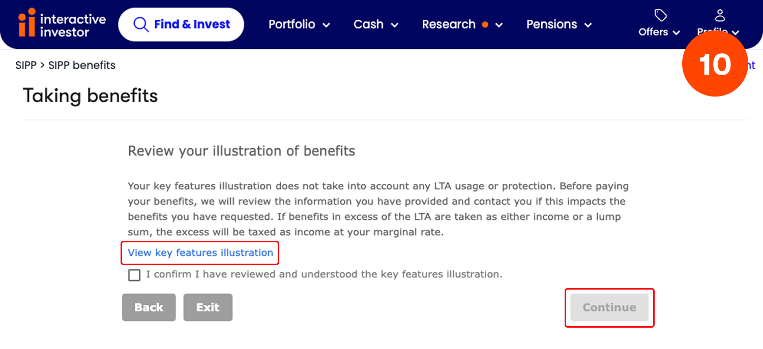 Moving funds into flexi-access drawdown - step 10