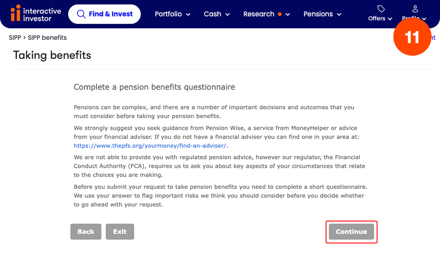 Moving funds into flexi-access drawdown - step 11