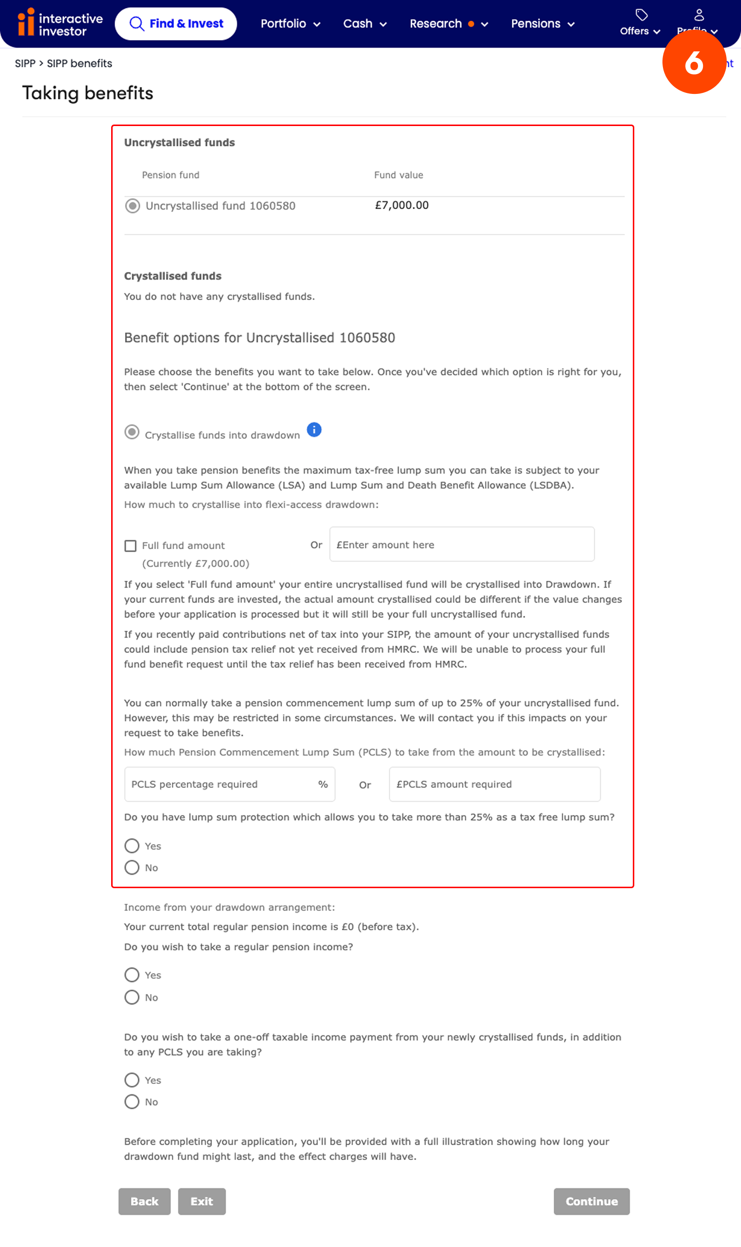 Moving funds into flexi-access drawdown - step 6