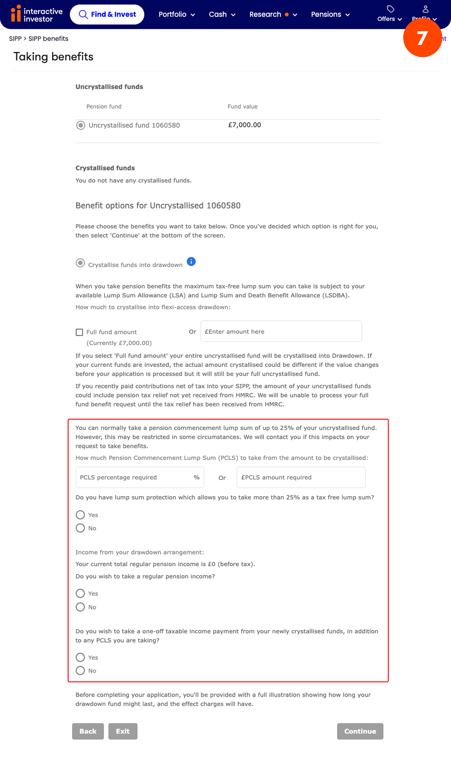 Moving funds into flexi-access drawdown - step 7