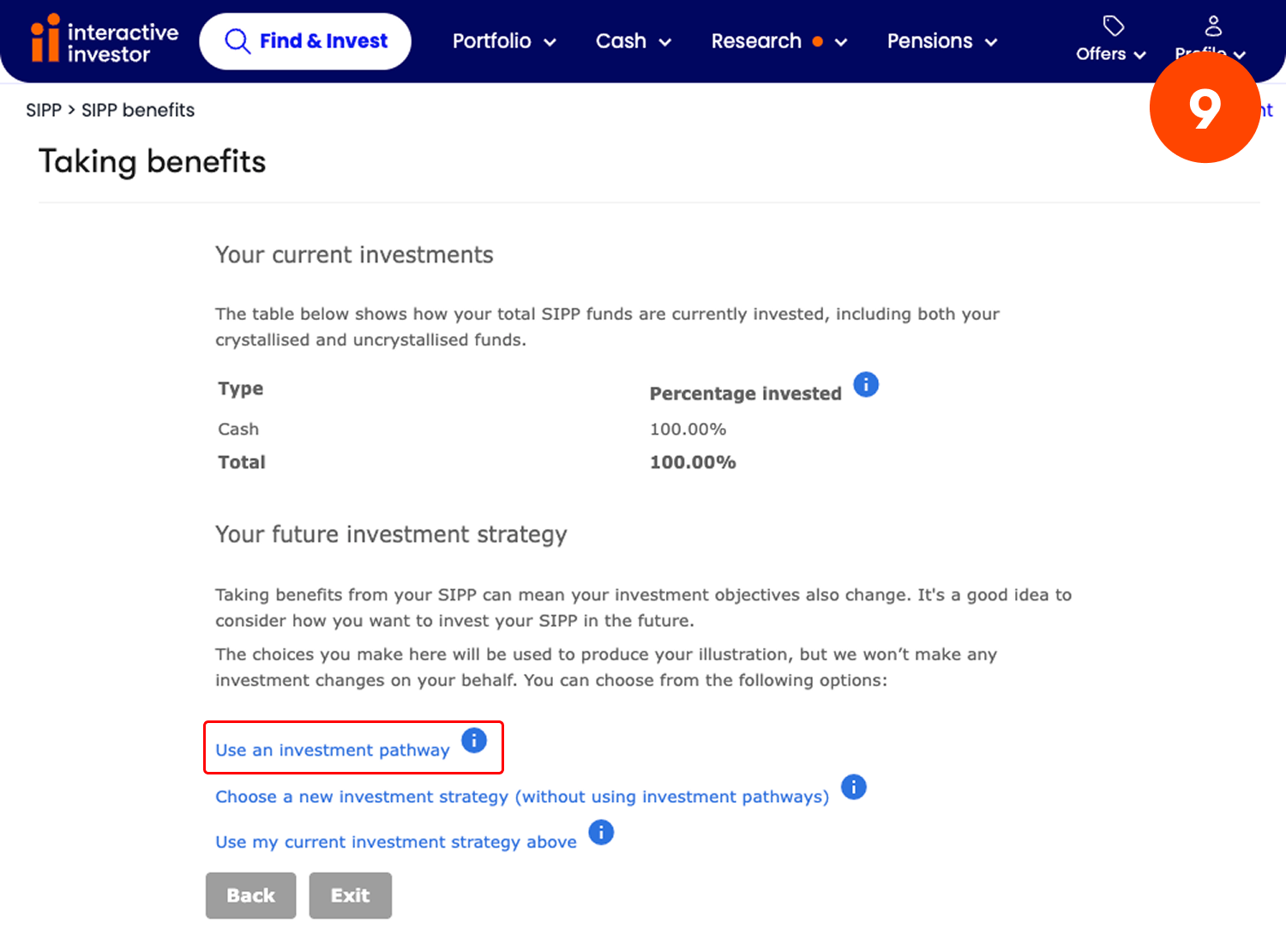 Moving funds into flexi-access drawdown - step 9