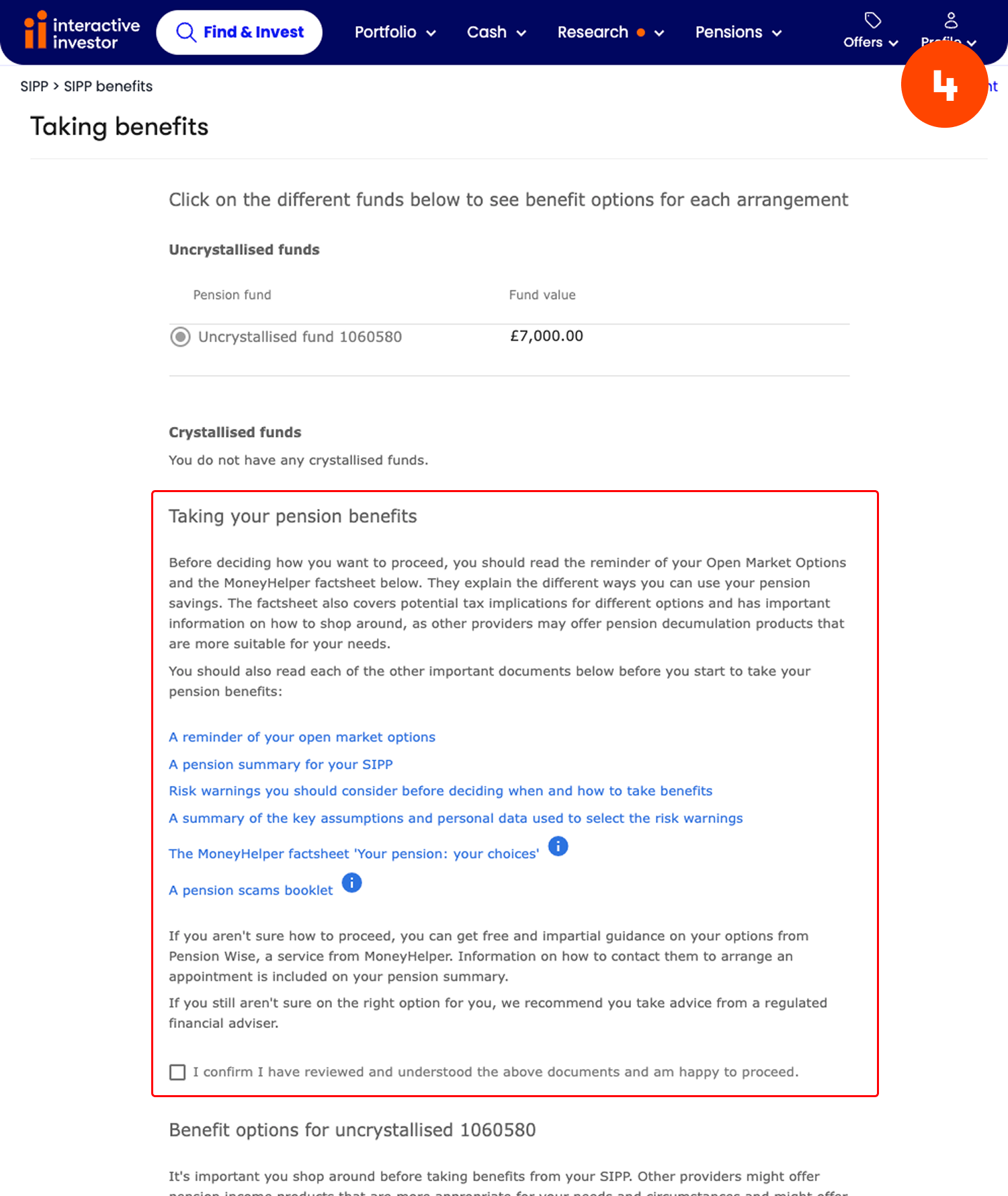 Taking a UFPLS lump sum payment - step 4