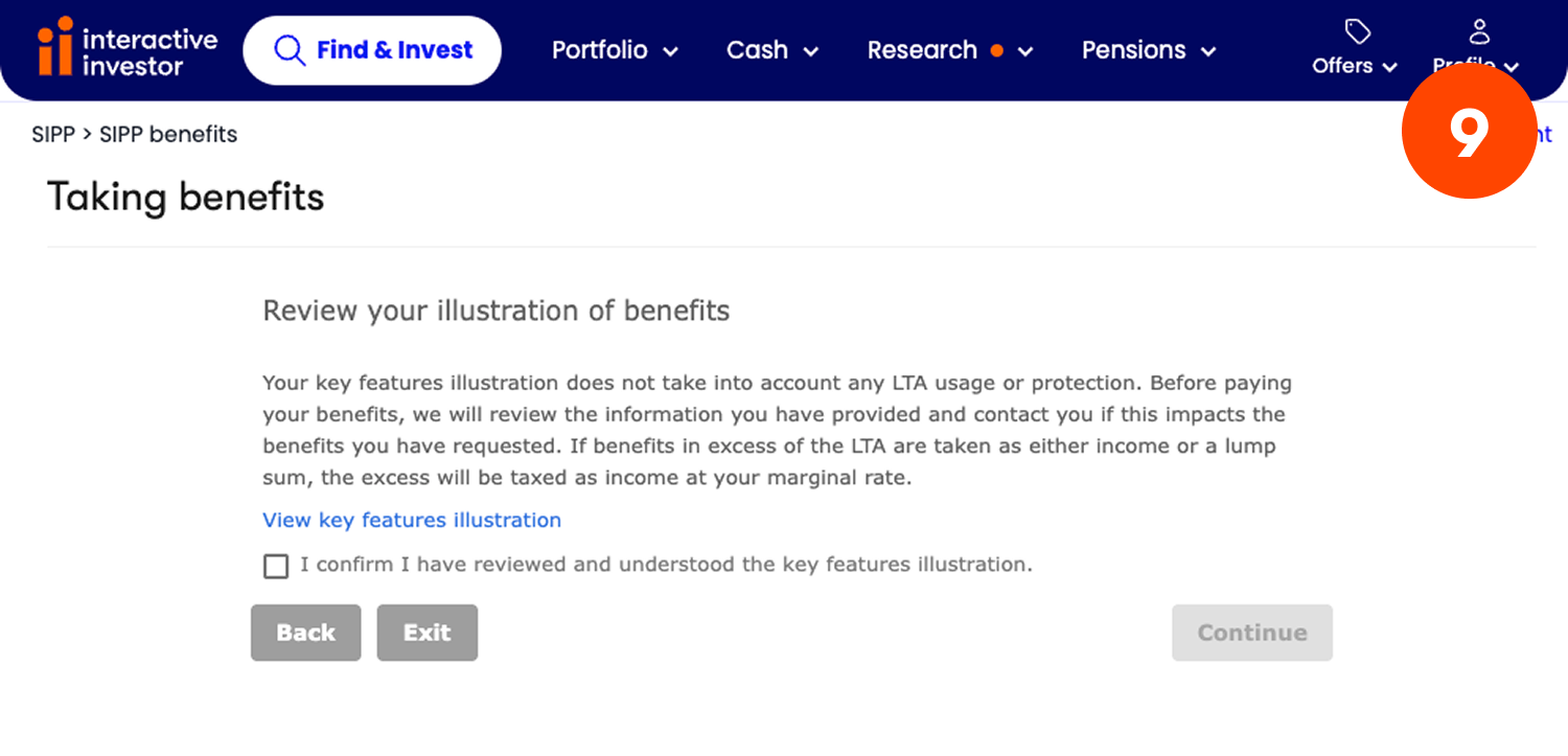 Taking a UFPLS lump sum payment - step 9