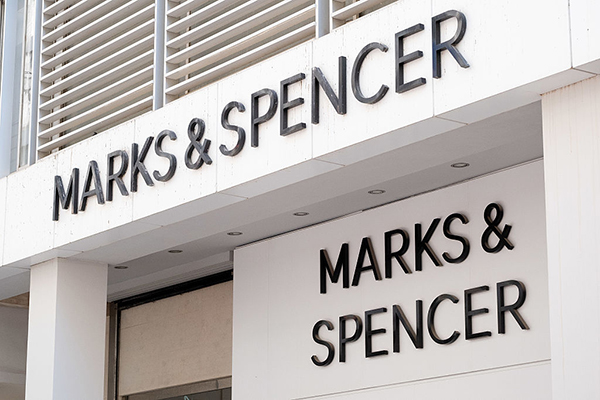M&S logo on a storefront, Getty
