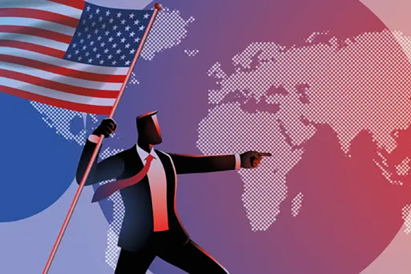 Aberdeen illustration of man holding US flag