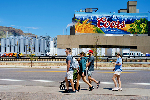 Coors beer advert on its namesake brewery in Golden, Colorado
