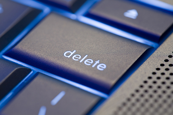 Delete key on a keyboard