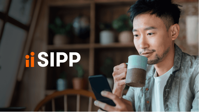 An image of man drinking his coffee looking at SIPP investment ideas