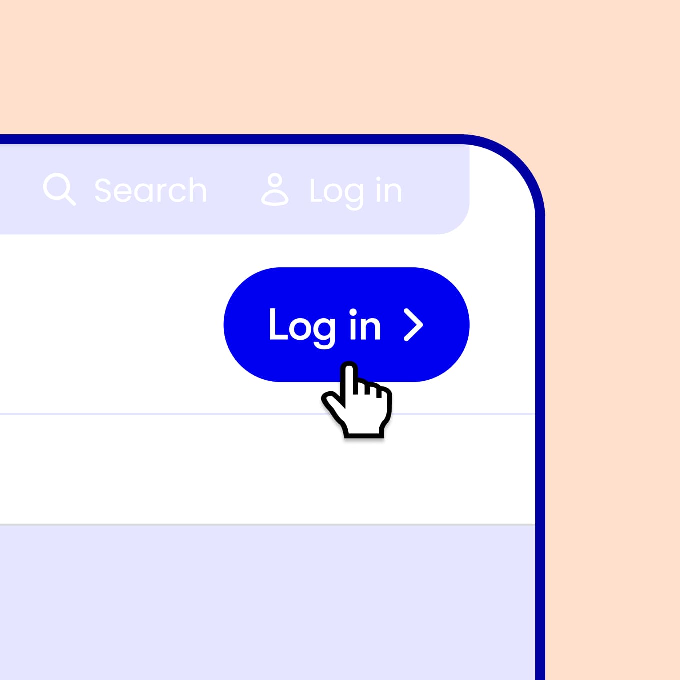 An image of ii app's user interface that focuses on the the log in button