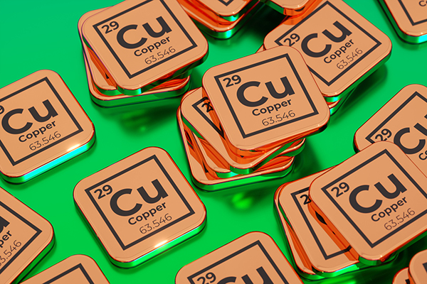Copper symbol from the periodic table