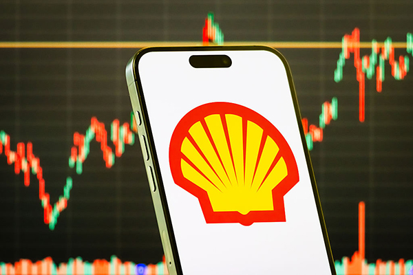Shell logo on a smartphone, Getty