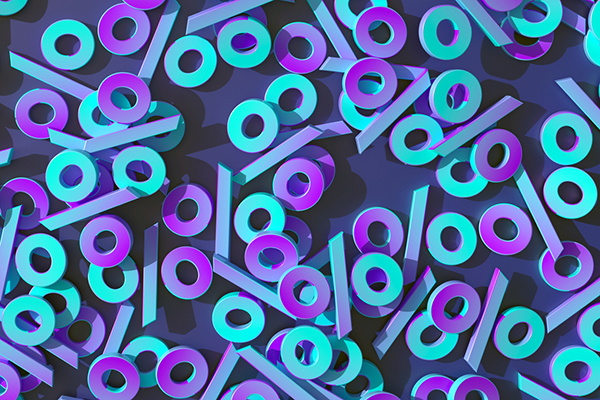 Colourful percentage signs