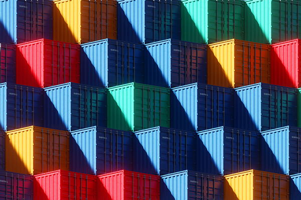Colourful shipping containers