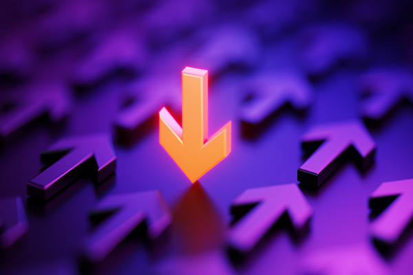 Yellow arrow on a purple background