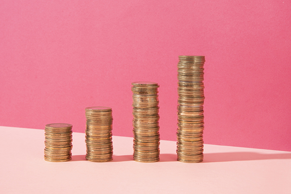 An increasingly large stack of coins