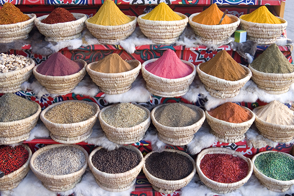 Collection of spices in Egyptian market