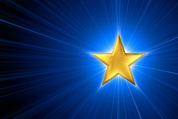 Gold star on a blue background