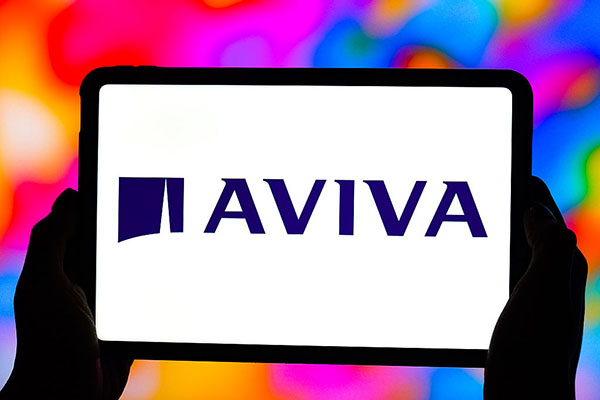 Aviva logo on a tablet computer, Getty