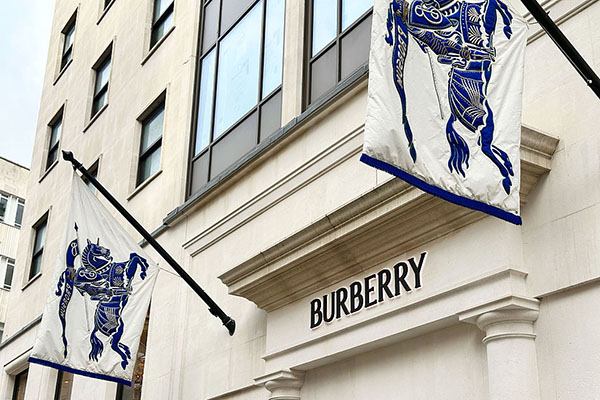 Burberry store sign on building exterior, Mayfair, London, Getty