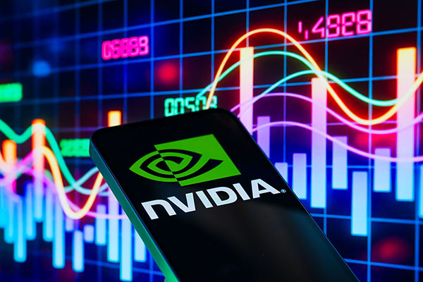 Nvidia logo on chart, Getty