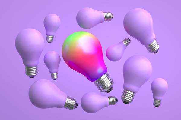 Colourful light bulbs