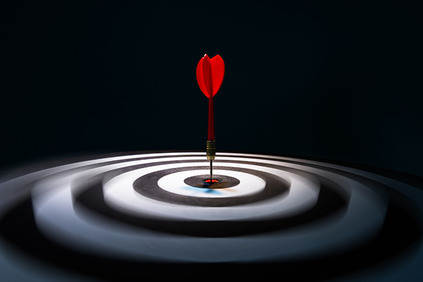 Dart in centre of dartboard