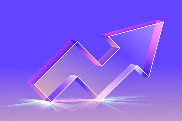 Arrow on purple background