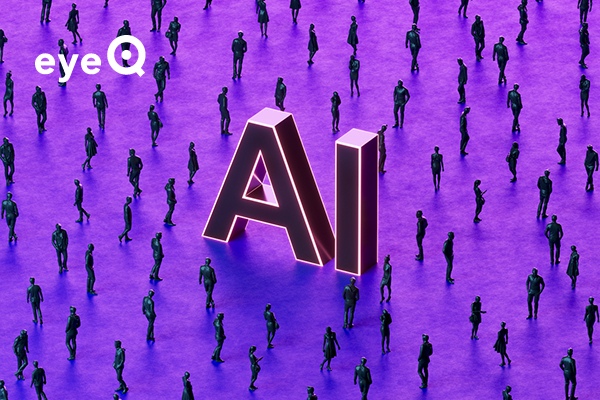 eyeQ AI letters against purple background
