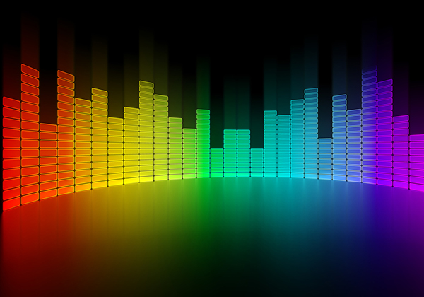 Neon rainbow bar graph