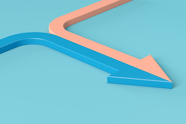 Two trusts merging represented by coloured arrows