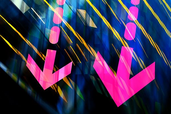 Two down pink arrows