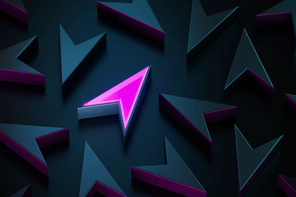 Purple arrow amid black arrows