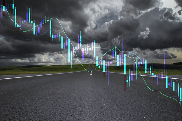 Stormy weather and stock market chart