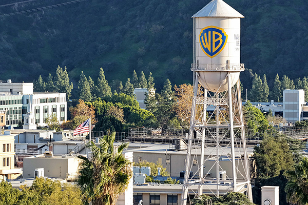 Warner Bros water tower at Warner Bros Studio in California, Getty