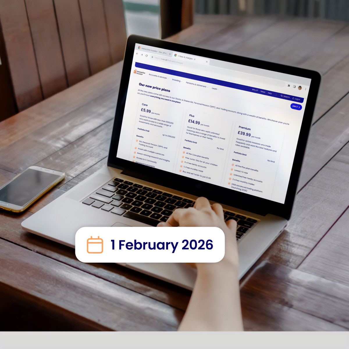 laptop device on desk pricing cards date