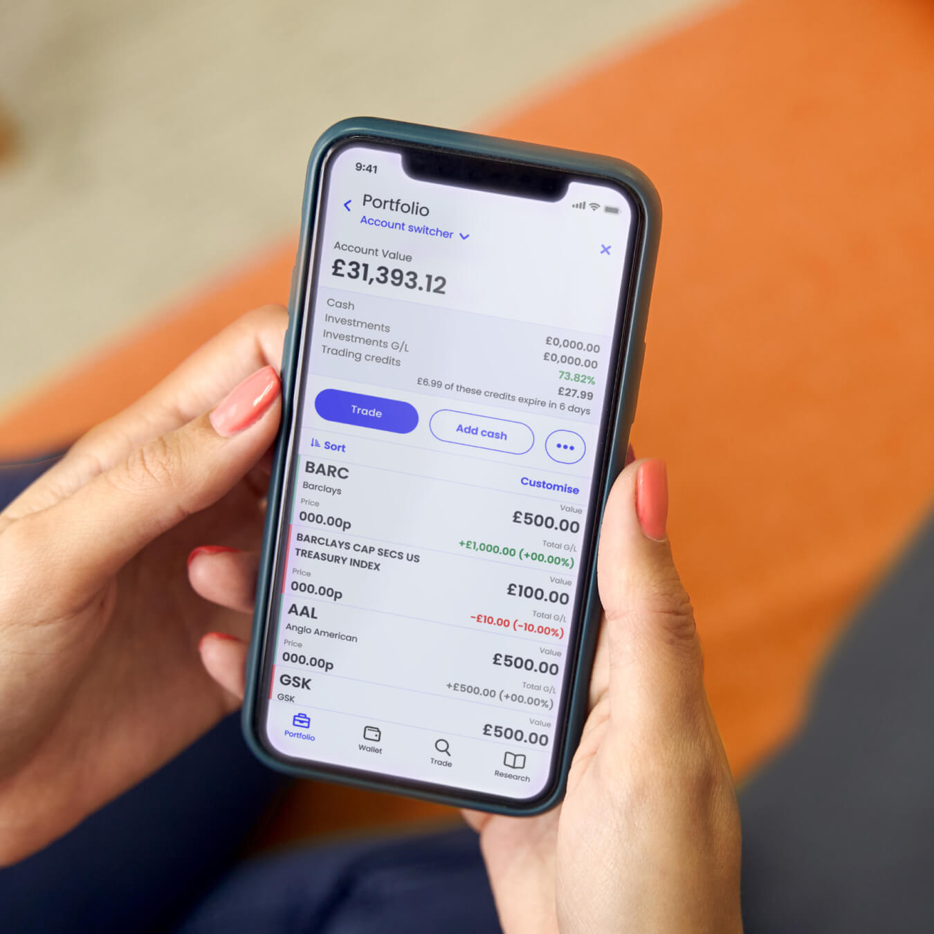 portfolio on mobile device