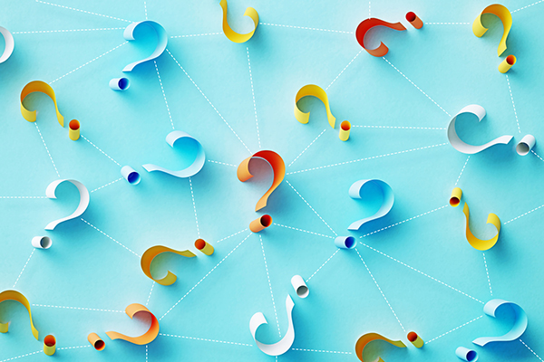 Question marks on a blue background