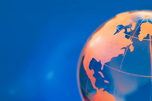 A world with the Continent's coloured orange