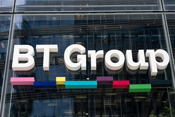 BT Group logo on office block, Getty