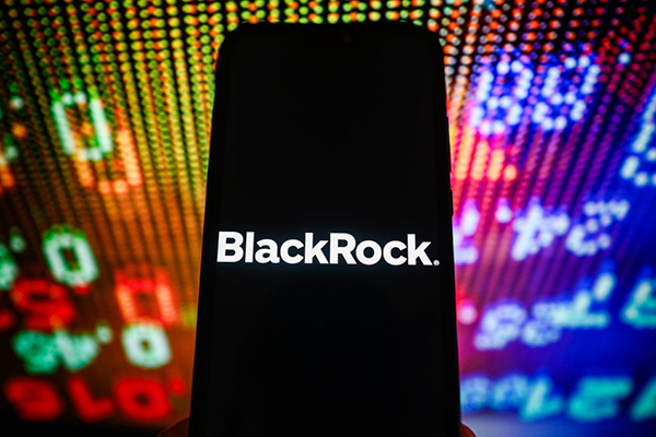BlackRock logo on a smartphone, Getty