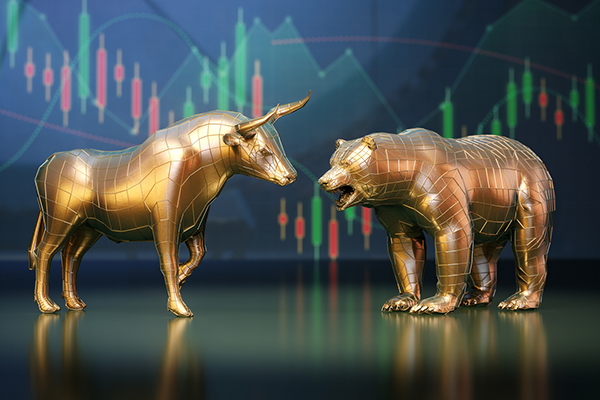 Bull & Bear Market Concept on Financial Chart 