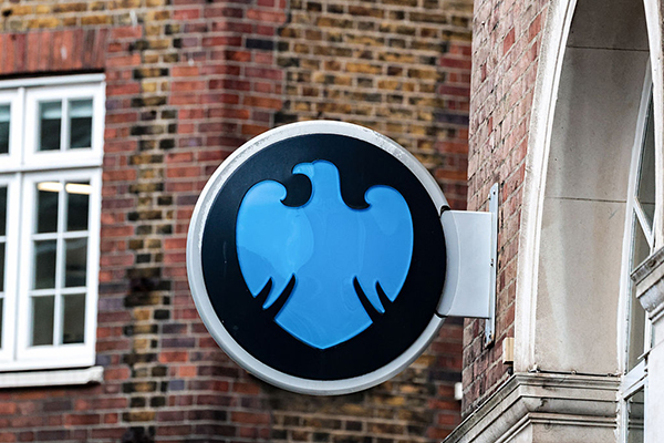 Barclays bank logo on a bank branch, Getty
